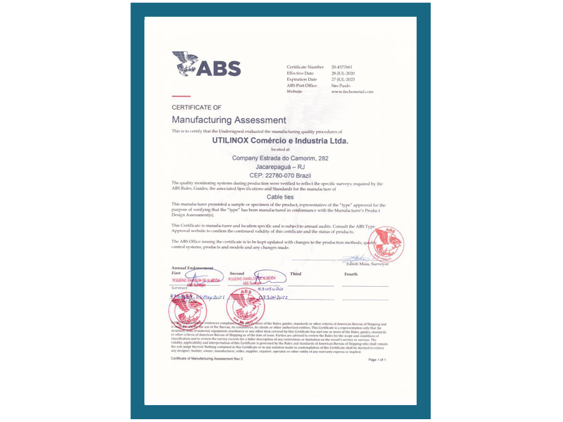 Certificado ABS - Avaliação de Concepção