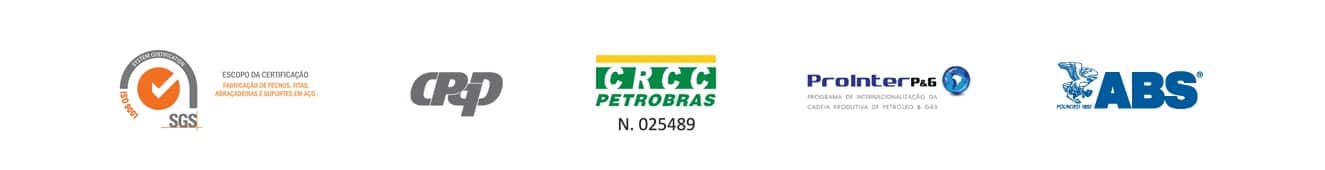 Certificados Fechometal: SGS - CPQD - CRCC PETROBRAS - PROINTER P&G - ABS - DUNS